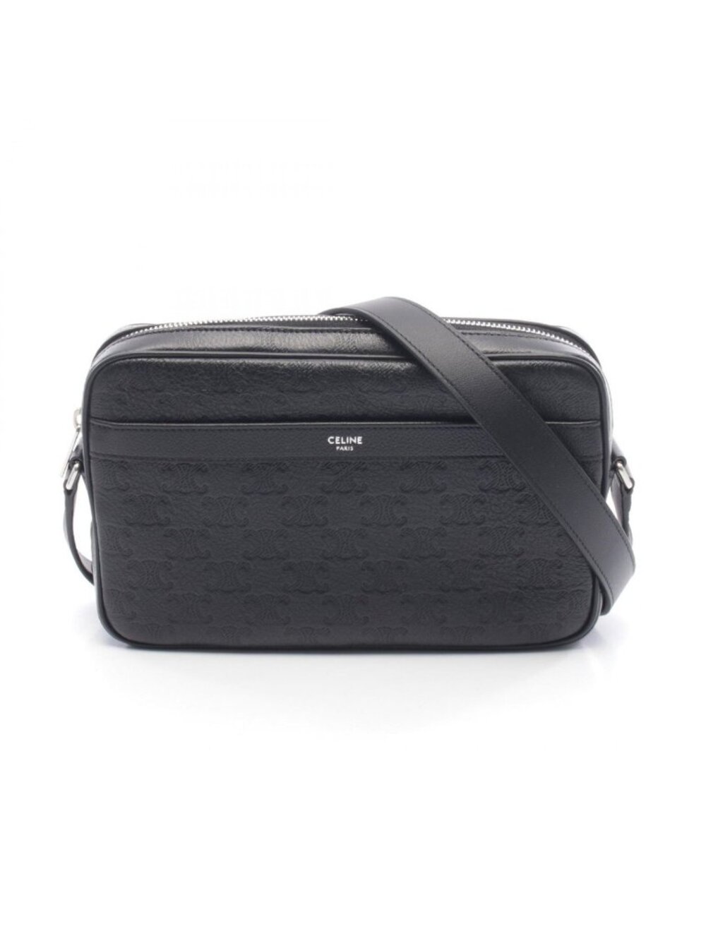 Celine Shoulder Bag Messenger Triomphe Black Leather
